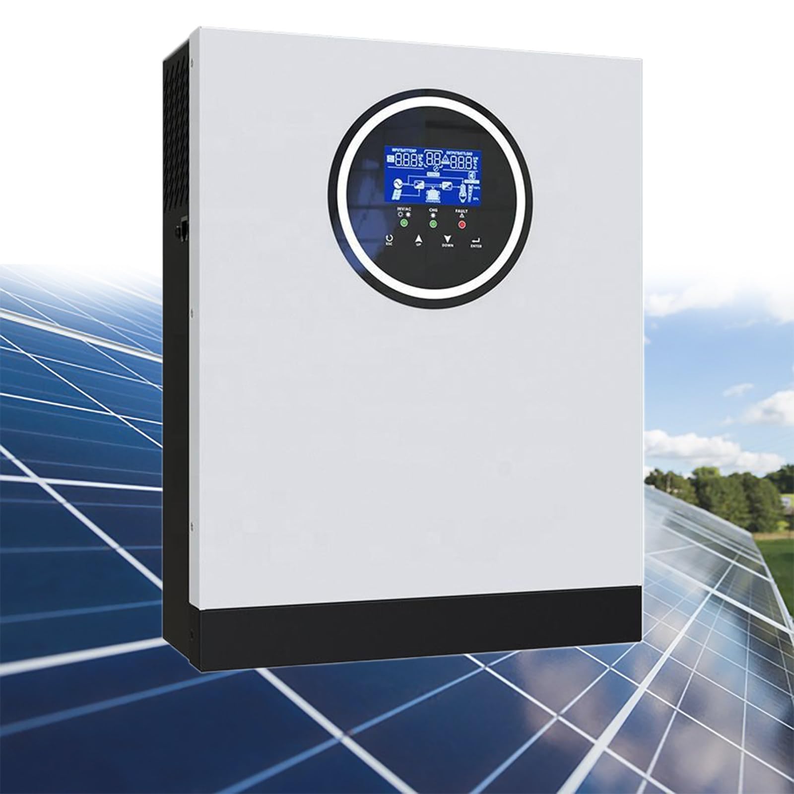 Inverter Solare a Onda Sinusoidale Pura da 3000 W CC 24 V, Caricabatterie Solare MPPT da 80 A e Caricabatterie per Batterie CA da 60 A, Inverter Solare Ibrido con Uscita CA da 220 V