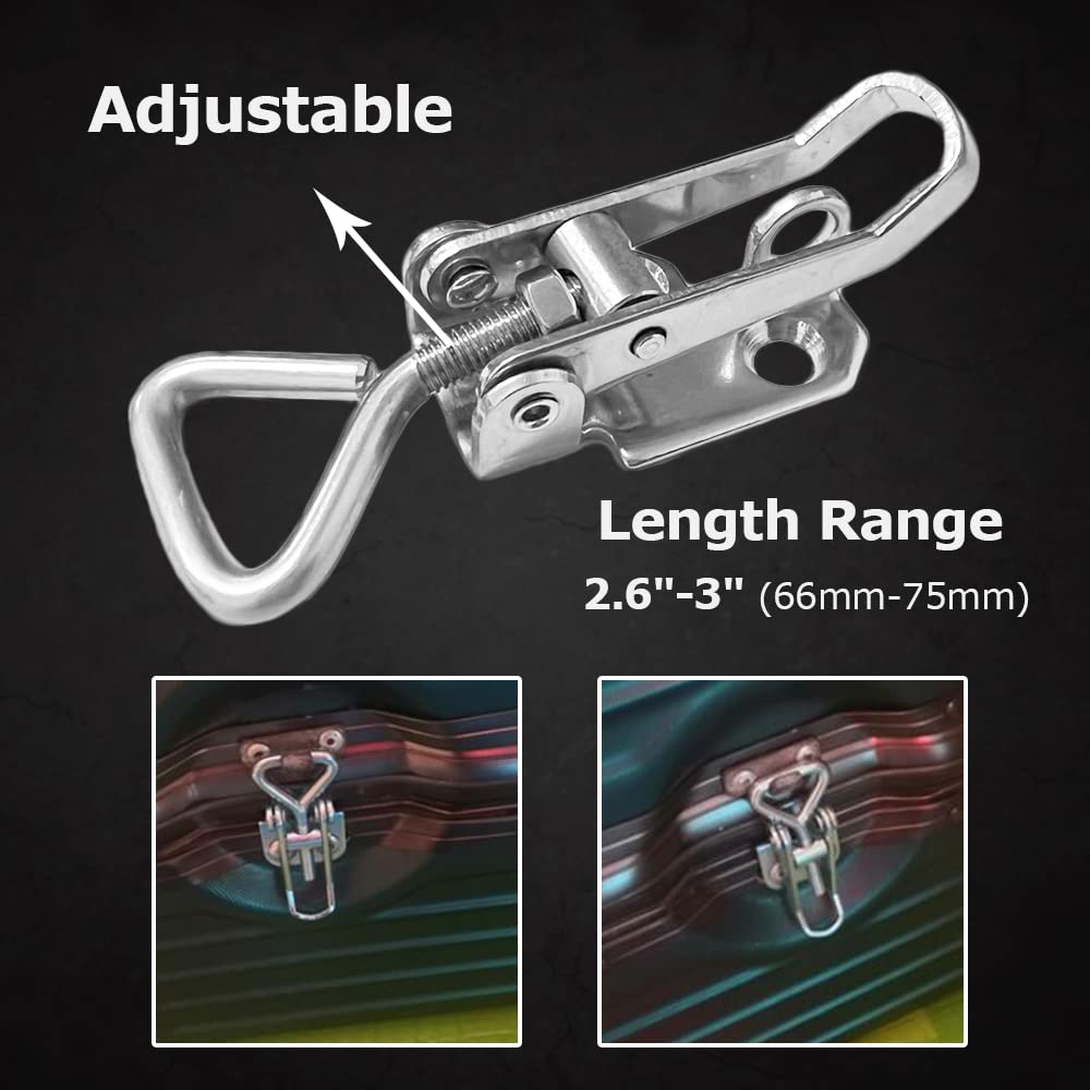 Marine Toggle Catch Latch - 316 Stainless Steel Boat Anti-Rattle Fastener Clamp Hasp, Hatch Pull Locker, Adjustable Range: 66mm~75mm (2 Pcs)