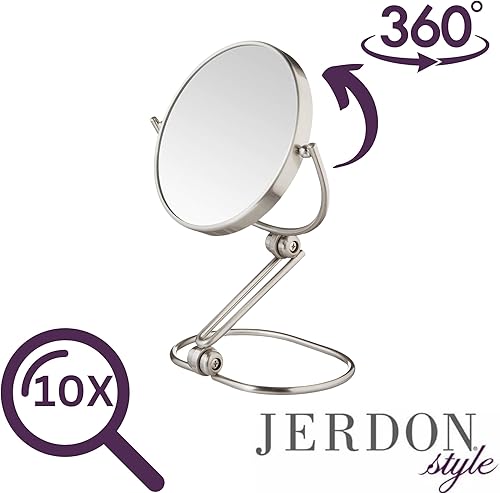 Miniatura 5 de JERDON Espejo de aumento compacto - Espejo de viaje plegable de 5.5 pulgadas con aumento de 10X y 1X - Modelo MC450N
