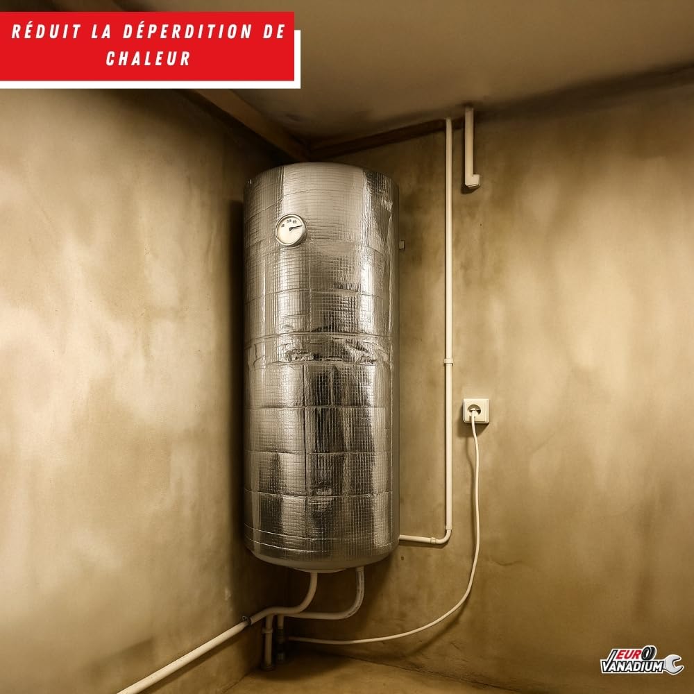 Aislante Termo Agua Caliente 300 L, 160 x 200 cm - Fabricación Francesa - Aislante Térmico Multicapa - Kit Aislamiento Calentador de Agua, Aislante Acumulador