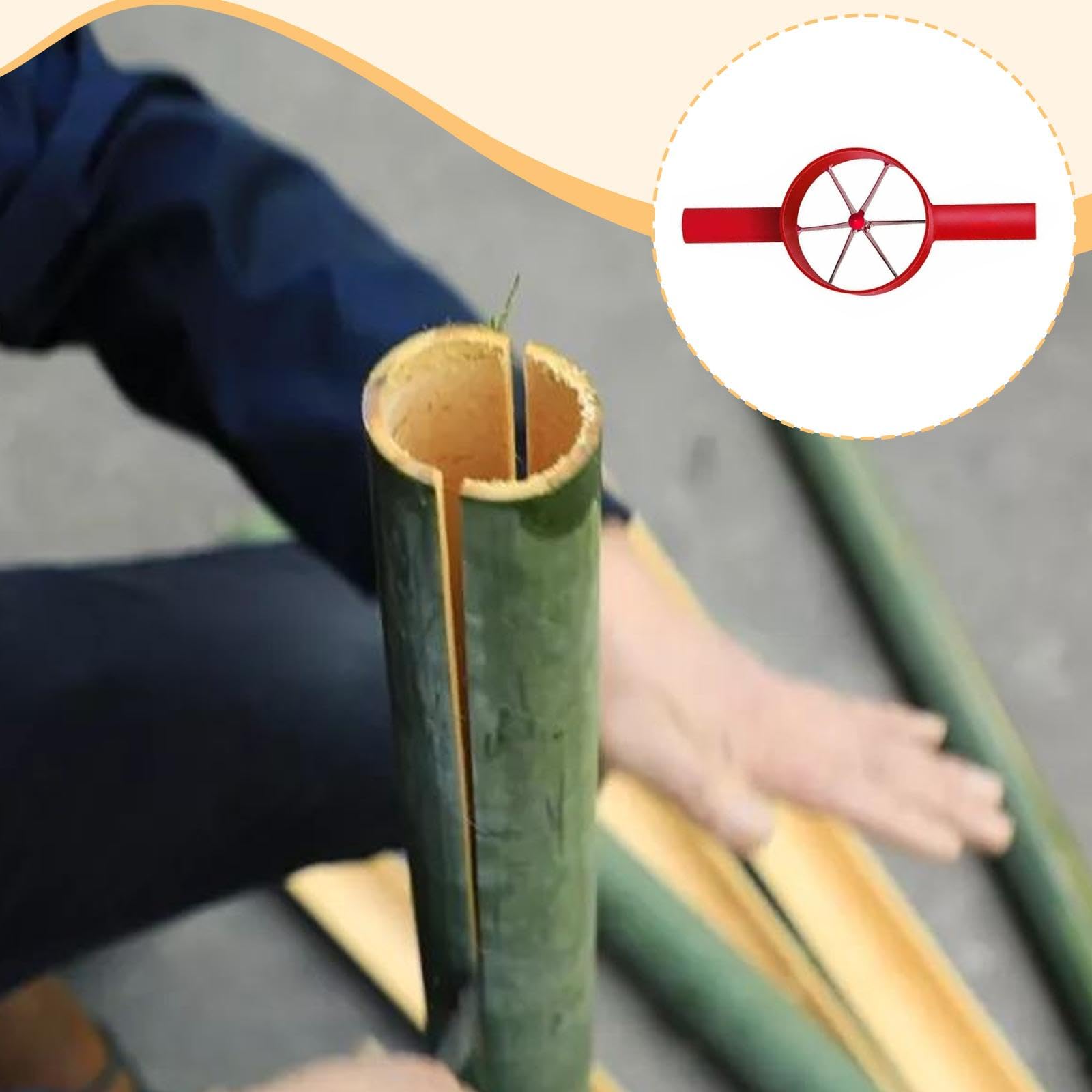MagiDeal Divisor de Bambú Manual de 33 Cm de Largo, Fácil de Usar, Profesional para Jardinería, Resistente, Multiusos, Diámetro de 5 Pulgadas, 6 Cuchillas