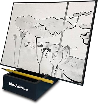 Water Artist Board Drawing Set Paint with Bamboo Brush, Repeatable Zen Buddha Water Magic Painting Board for Meditation Stress Relief, Relaxation Meditation Sketch pad