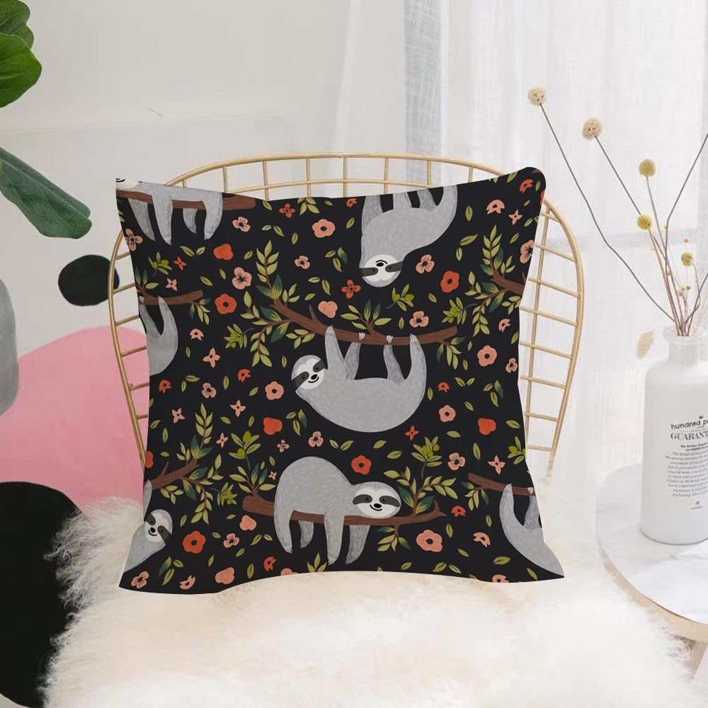 Hyosxw Slow Loris, Slow Loris Among The Black-Foote - A8 Cushion Cover,Throw Pillow Case Home Decorative For Living Room Bedroom Sofa Chair 18X18 Inch,Slow Loris, Slow Loris Among The Black-Footed Flowers And Plants,Pillowcase 45X45cm