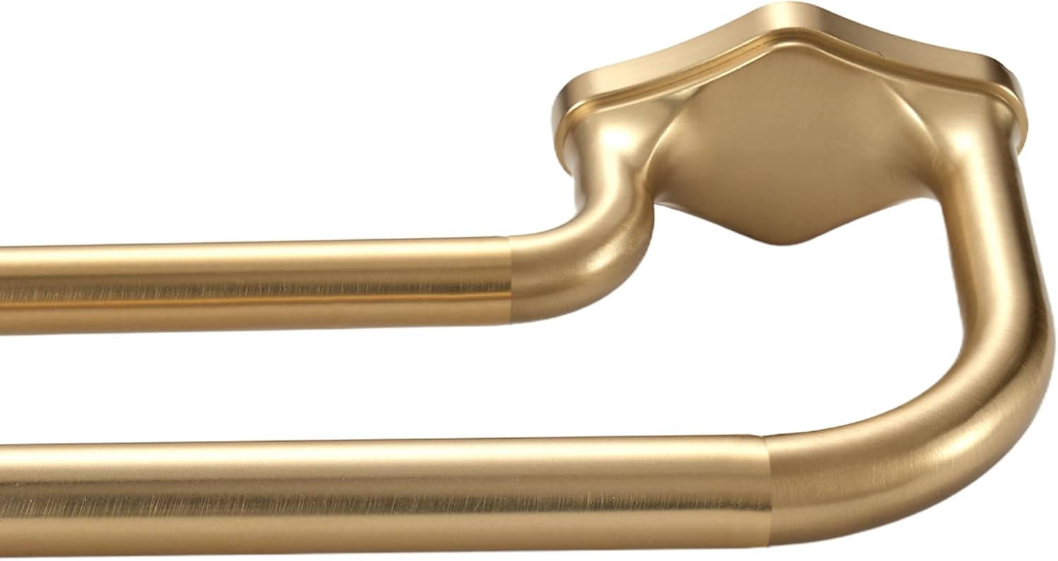 Gold Double Curtain Rods For Windows 48-88 Inch,Heavy Duty Double Curtain Rod with Aluminum Finials and Bracket,Adjustable Double Window Rods For Blackout Or Room Darkening Panels Gold 48-88"