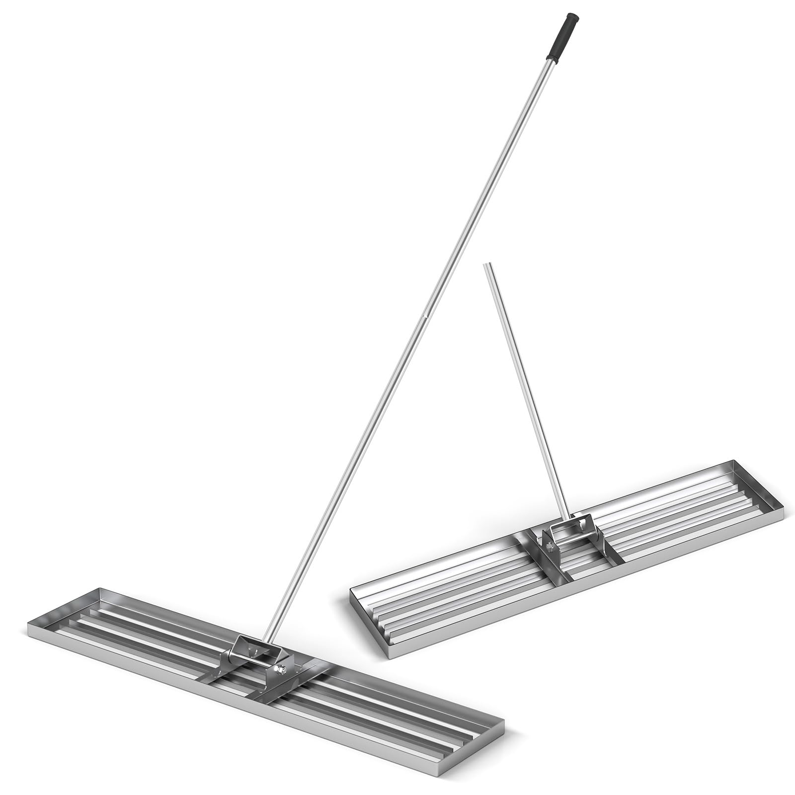 Rastrillo nivelador de césped, 30/36/42/46" x 10" con Mango ergonómico de 77", Herramienta Resistente para jardinería, Campo de Golf y Granja (117 x 25 cm, Plateado)