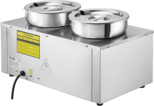 Miniatura 12 de VEVOR Calentador de sopa eléctrico, doble olla redonda de acero inoxidable de 7.4 cuartos de galón de temperatura ajustable de 86  185 F, 1200 W