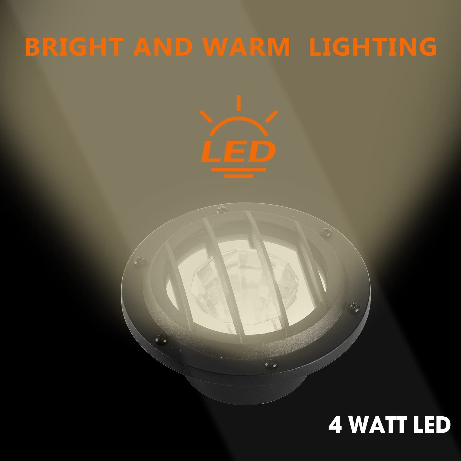 Wecusn LED Well Light, 3 Color Modes Low Voltage Landscape Lighting Outdoor Deck Light for Garden Yard Pathway, 4 Pack