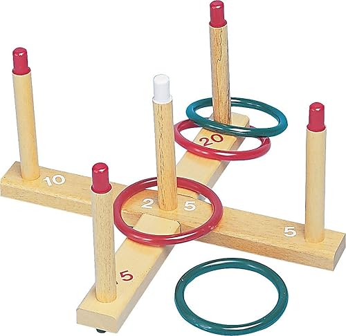 Miniatura 3 de Juego anillos para lanzar de madera Champion Sports (incluye base de madera, 5 clavijas de madera, 4 anillos) , -