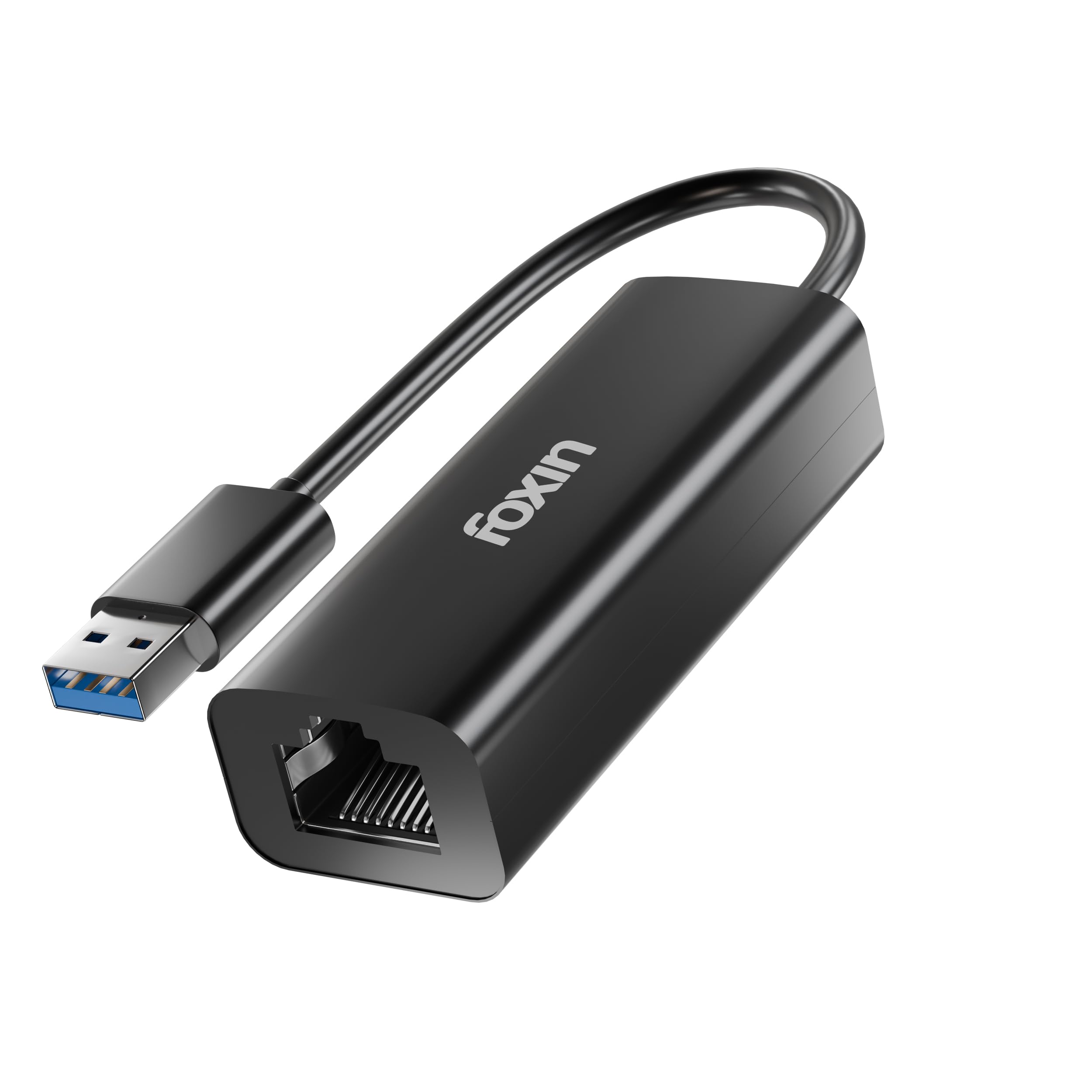 Foxin FLA 100U USB to Gigabit Ethernet Adapter, 100 Mbps, RJ45 LAN Port, 9 cm Long Cable, for Windows/Mac/Linux, Compatible with Laptop & Desktop (Black)