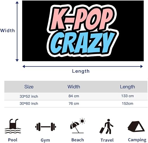 Miniatura 7 de XEMznz K-Pop - Toalla de playa de microfibra para fanáticos de la música coreana, de secado rápido, súper absorbente, de gran tamaño, para viajes,