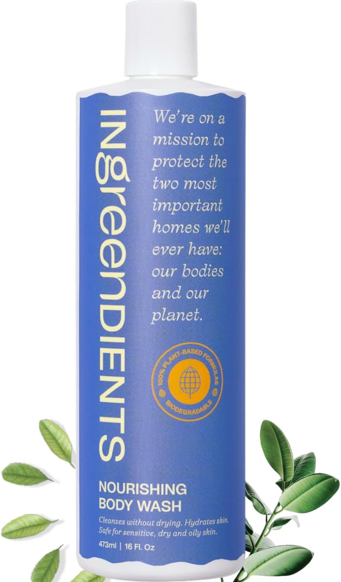 Ingreendients Moisturizing Body Wash For Sensitive, Dry & All Skin Types - pH Balanced, Natural, Organic, Non-Toxic, Vegan, Sulfate-Free, Paraben-Free, Gluten-Free (16 FL. OZ)