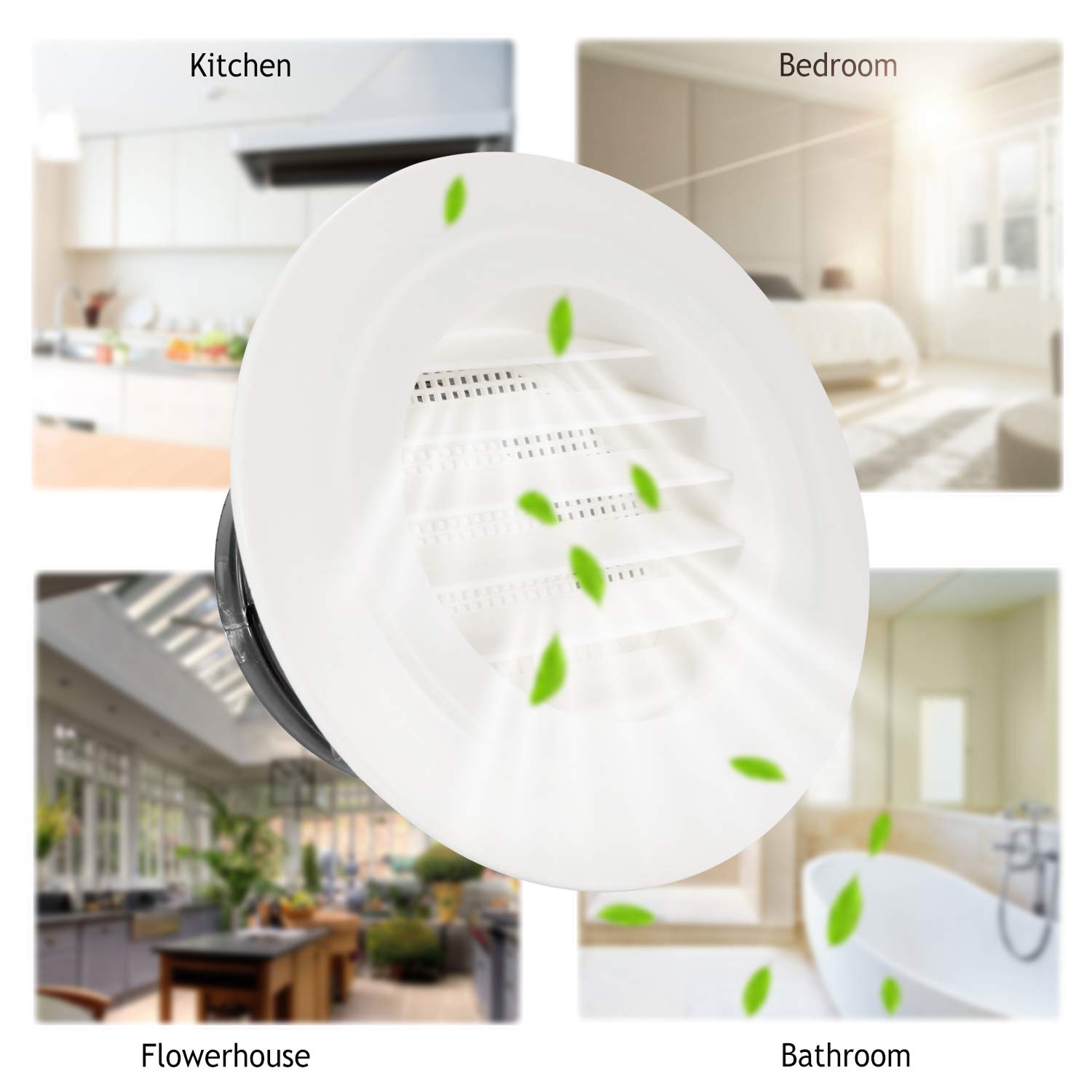 Round Air Vent, HG POWER 4" Louver Air Vent Grille ABS Ventilation