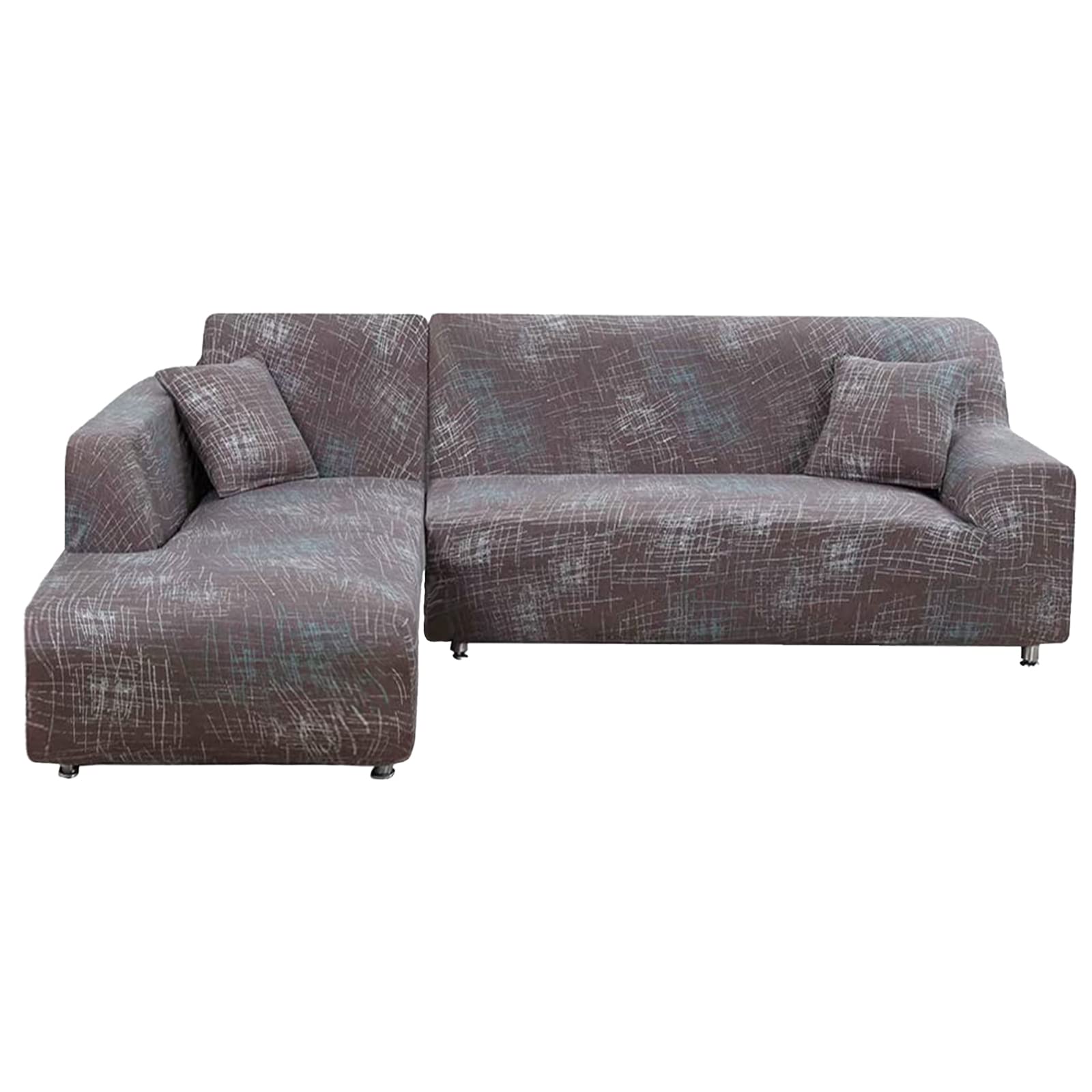 Lydevo Copridivano con Penisola Elasticizzato,Copridivano Angolare a Sinistra/Destra Universale con 2 Federi,Fodere Divano Penisola Forma di L,Chaise Longue Sofa Cover(3+3,Struttura Grigia)