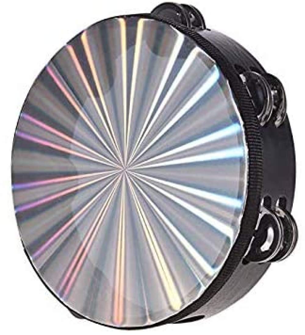Tambor De Mano De Campanilla De Pandereta Radiante De Madera De 10 Pulgadas Con Jingles De Doble Fila Instrumento De Percusión De Cabezal De Tambor Reflectante