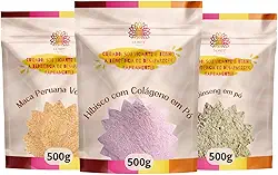 Kit Saúde Feminina - Maca Peruana Vermelha, Gingeng em Pó e Hibisco em Pó com Colágeno Ca.Nuts