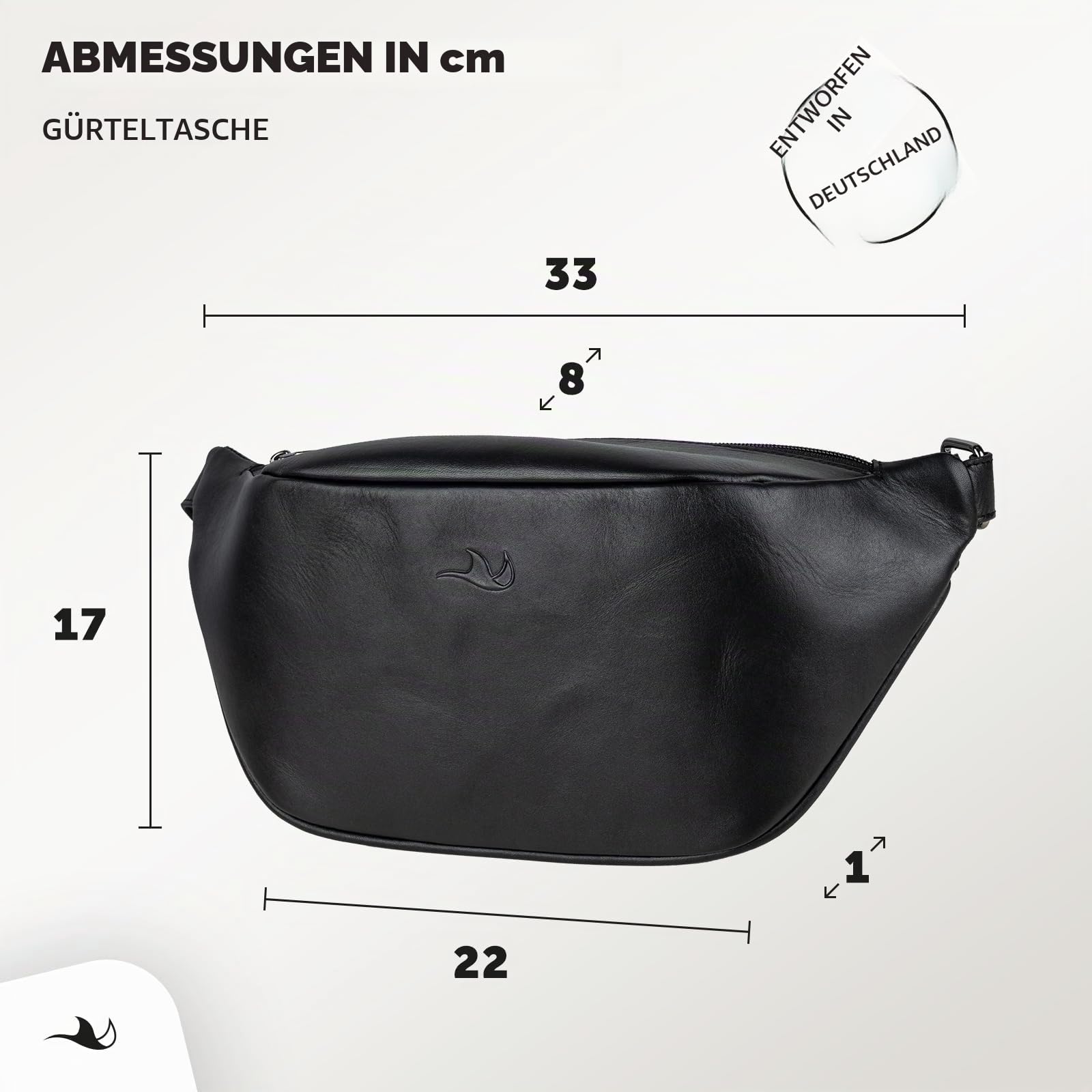 MANTA Echtleder Belt Bag, stylische Bauchtasche zum Umhängen, Crossbody Bag, Sling Bag für Damen & Herren, hochwertige Gürteltasche aus Leder, Brusttasche, Ledertasche für Freizeit, Reisen & Festivals