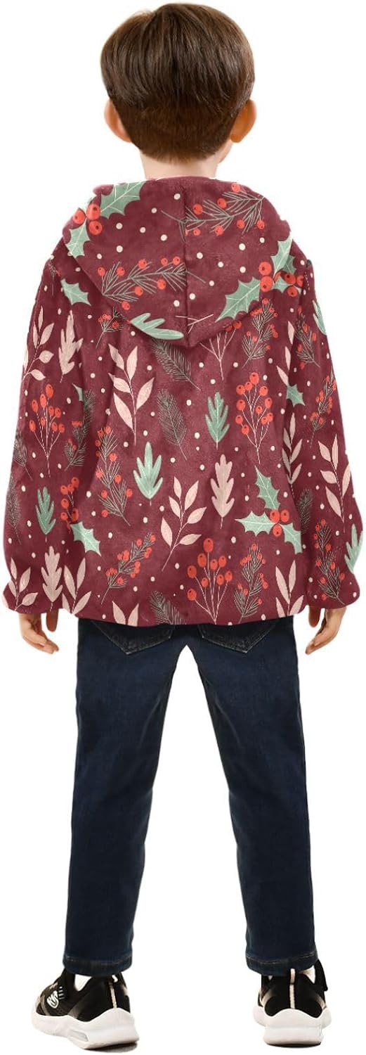 Christmas Toddler Fleece Zip Up Children Coat Baby Zipper Hoodie 3T