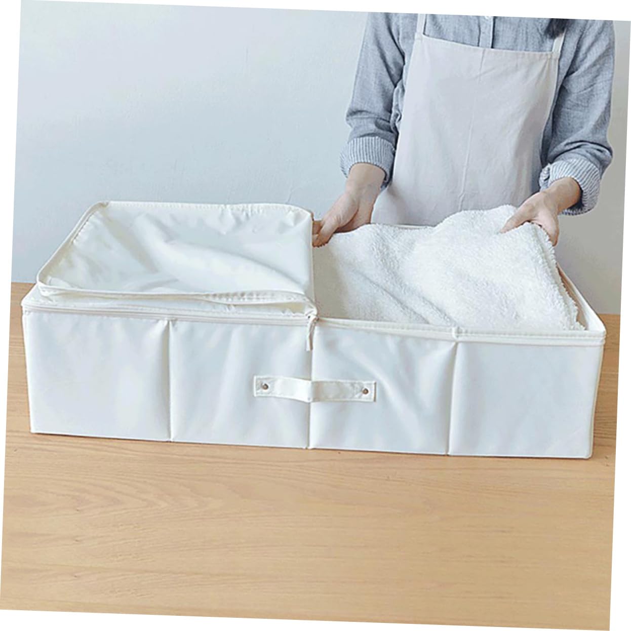 KOMBIUDA Contenedor Almacenaje Colchas No Tejidas Organizador Plegable Cama Tapa Cesta Almacenaje Ropa