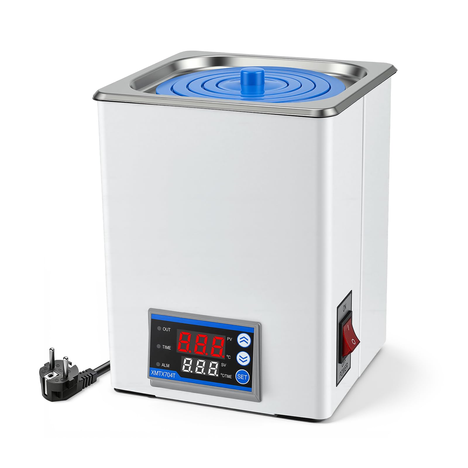 Digitales Labor Wasserbad 3,5L, 300W, Edelstahl Präzises Thermostat ±0,1°C & Timer, LED Display, Trockengehschutz, ideal für Labor & Forschung