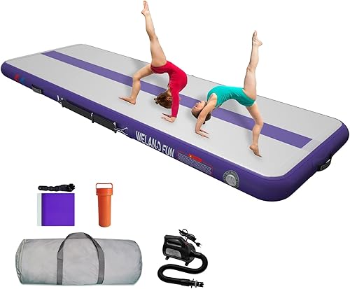 WelandFun Colchoneta inflable de gimnasia de 10131620 pies de grosor para uso domésticogimnasioyogaentrenamientoanimadoraexteriorplayaparque con