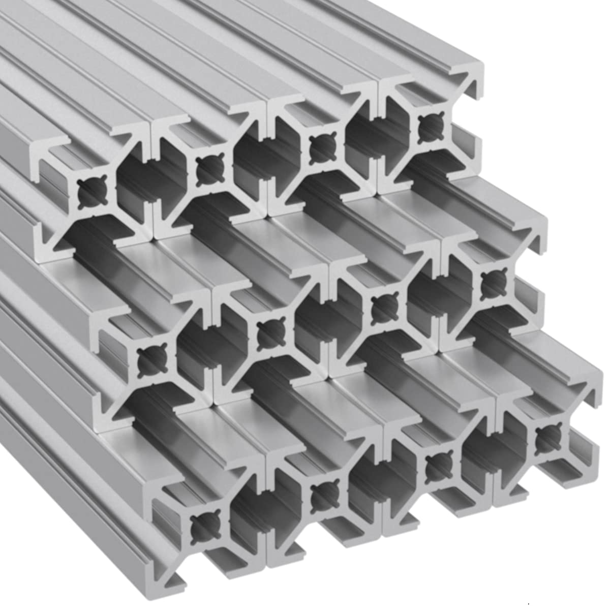 Aluprofil 20x20 Typ B Nut6,12x2m=24m Aluminium- Konstruktion- Montage- System- 2020 Alu Schiene Stecksystem Vierkant Profil B-Typ Nut 6 Eloxiert