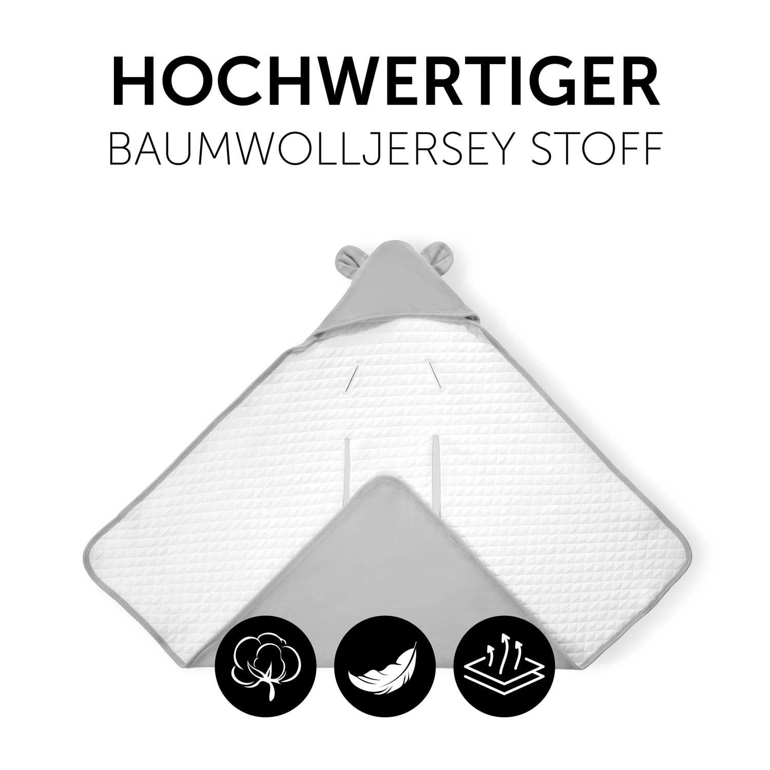 hauck Baby Einschlagdecke Snuggle N Dream für 3-Punkt-Gurt & 5-Punkt-Gurt, Baumwolle, Universal für Babyschale, Kindersitz, Reboarder, Kinderwagen, Buggy, Babywippe, Waschbar (Grey)