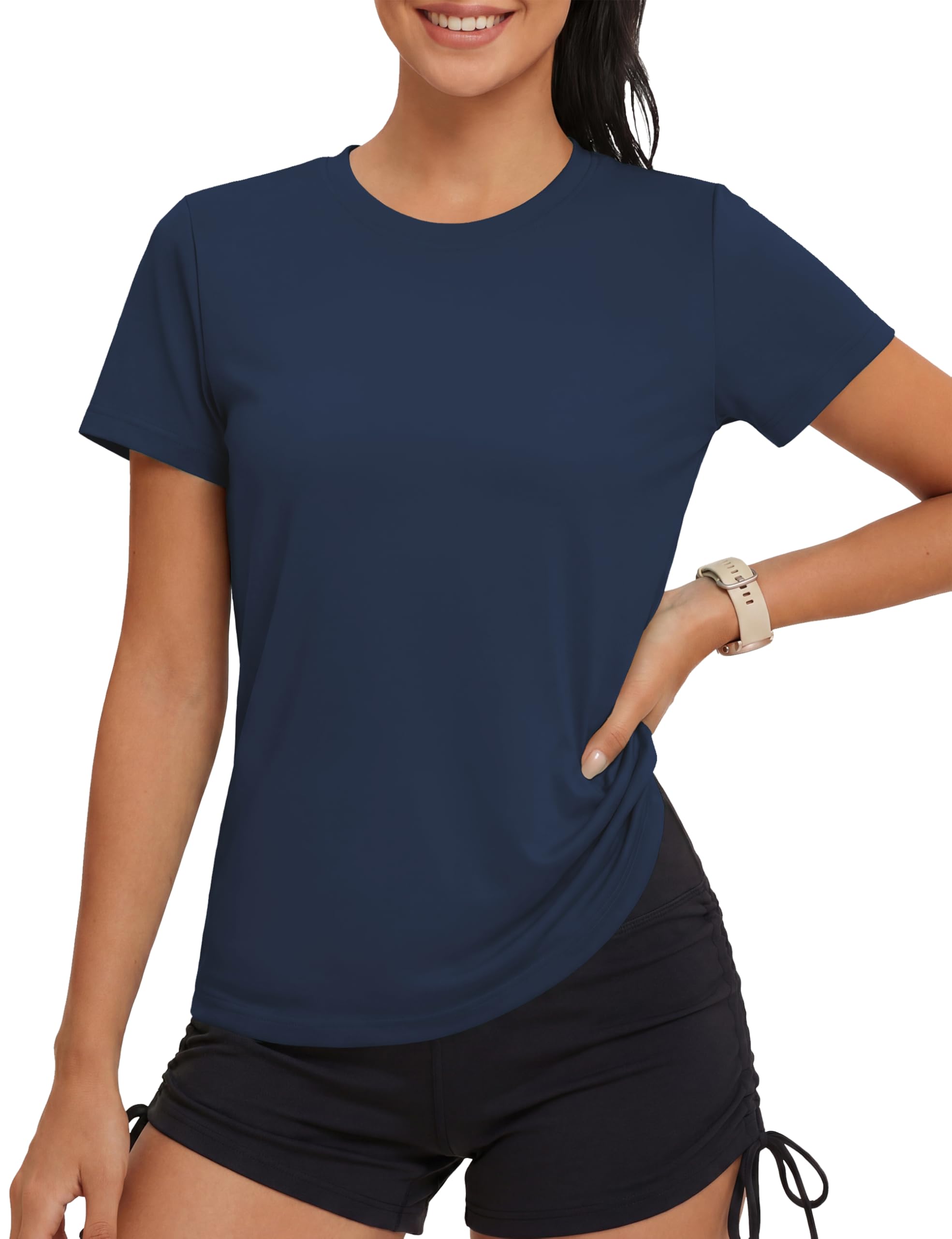 MAGCOMSEN Sportshirt Damen UV Shirt Kurzarm Sport Shirts Basic Funktionsshirt Fitness Wandershirt Yoga UV-Schutz Wasser