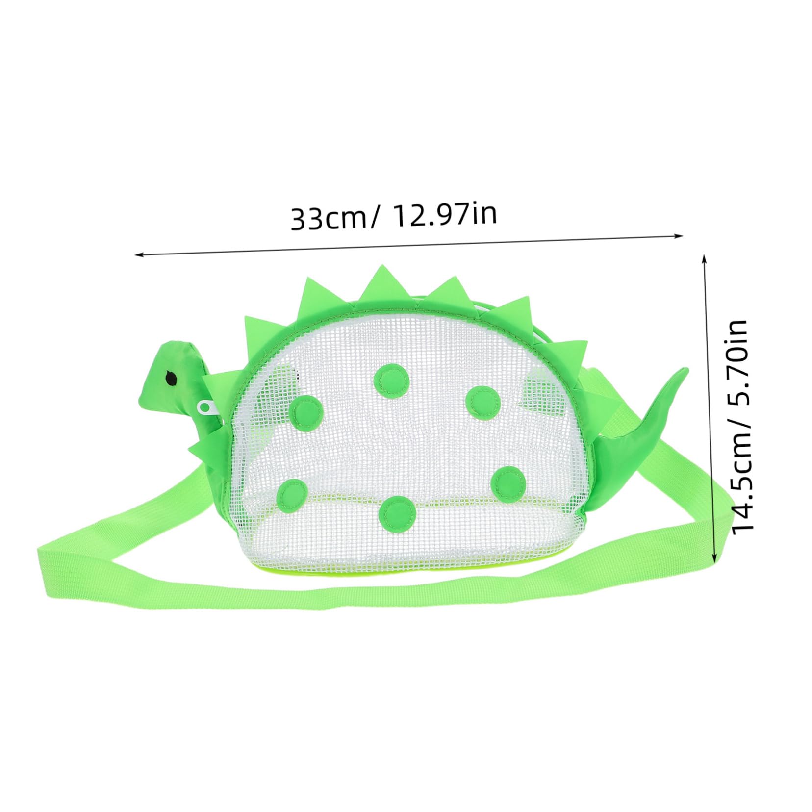 NIYANGLE Portable Beach Mesh Bag Fun Dinosaur Design Shoulder Straps for Sand Storage Shell Collecting for Beach Park Pool Activities