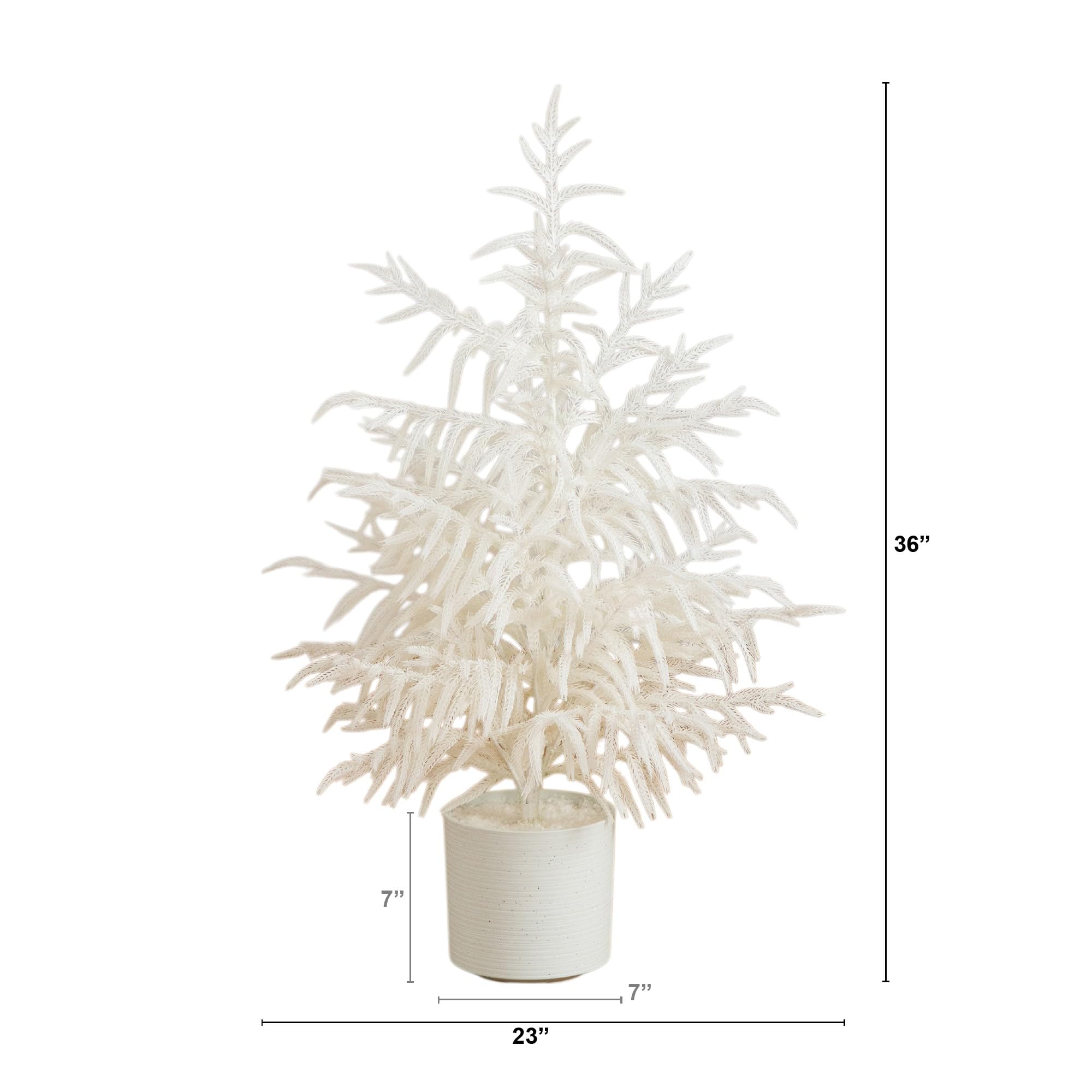 Nearly Natural Sapin de Noël Artificiel, Mousse de Ciment et Fer, Plastique, Blanc, 0,9 m