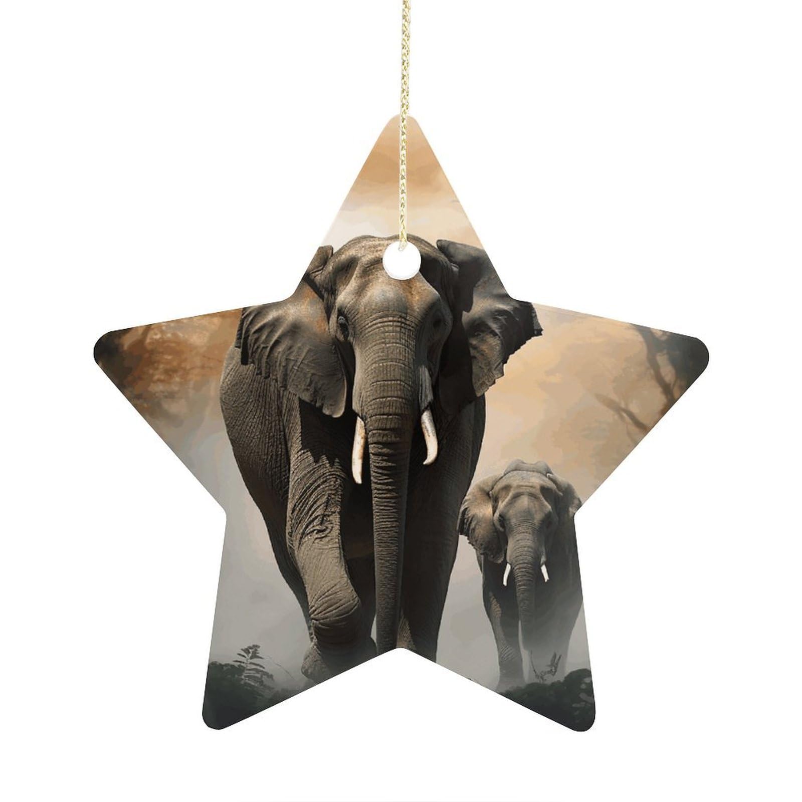 Fodpand Women's Style Elephant In The Fog Ornament With String, Keepsake Hanging Decorations,Ceramic Ornaments For Men Indoor Home Holiday Party Gifts