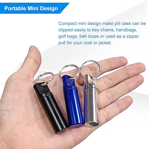 Miniatura 5 de TISKY - Pastillero portátil de aleación de aluminio impermeable para pastilleros, pequeño estuche de píldoras para viajes al aire libre o bolsillo