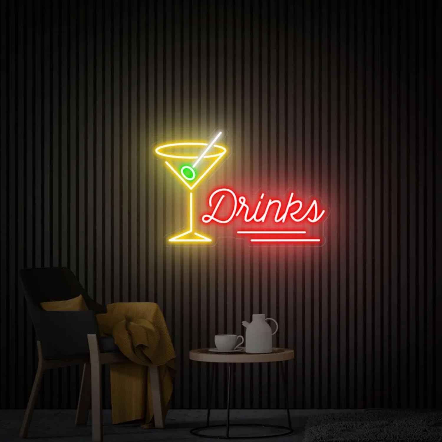Bar LED Neon Signs Collection - Cocktail, Drinks, Bar Themed Designs, Cocktail Wine Drinking Neon Light, Cocktail Room Wall Pub/Restaurant Ambient Lighting & Wall Decor, USB Powered