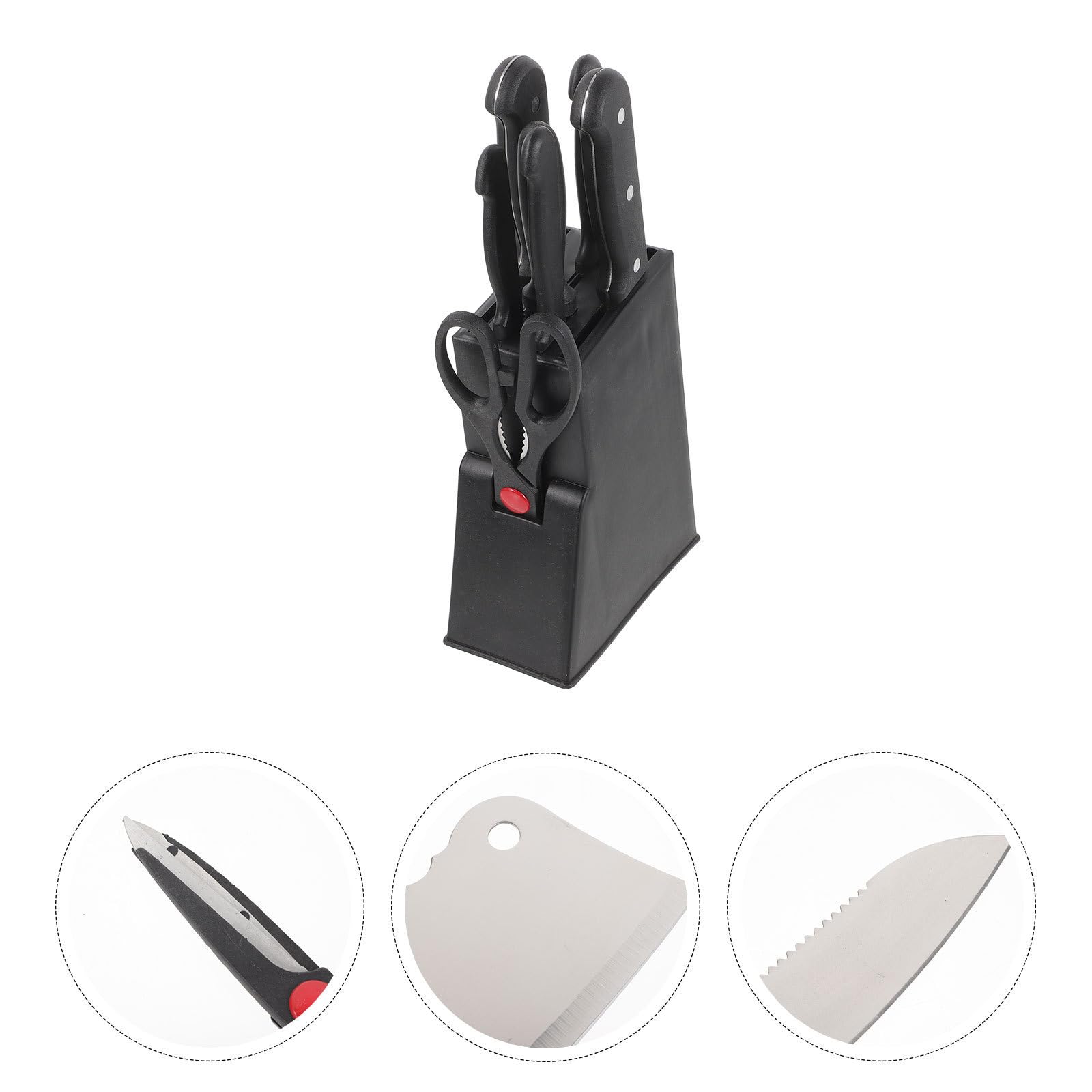ibasenice Juego de Cuchillos de Cocina Acero Inoxidable Negro | Plástico de Agarre Cómodo, Fácil Limpieza y Apto Lavavajillas, Resistente al Óxido