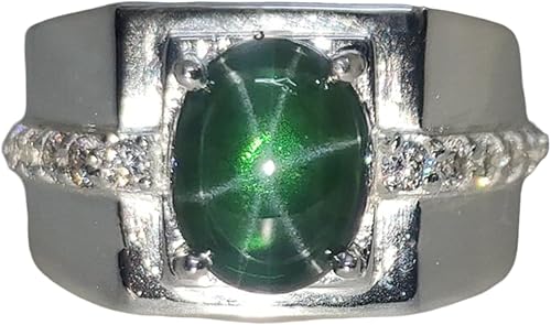 Achintya Jewellers 6 Rays Star Sapphire 925 Stering Silver Handmade Mens Ring Wi