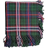 AAR Kilt Fly Plaid Acrylic Wool Scarf Rolled Fringe Shawl (Scottish National)