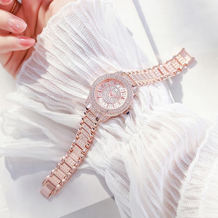 Rose Lady Womens Watch with Cystal Elegant Versatile Dress Watch Waterproof Stainless Steel Case and Band Quartz Wrist Watch for Women (Rose Gold) - Image 4