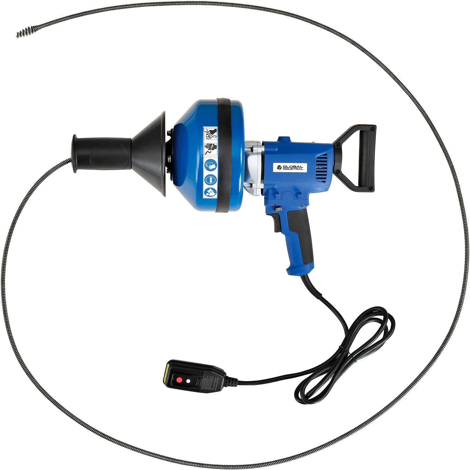 Global Industrial Electric Handheld Drain Cleaner For 3/4"-3"ID, 0-500 RPM, 3 Cables