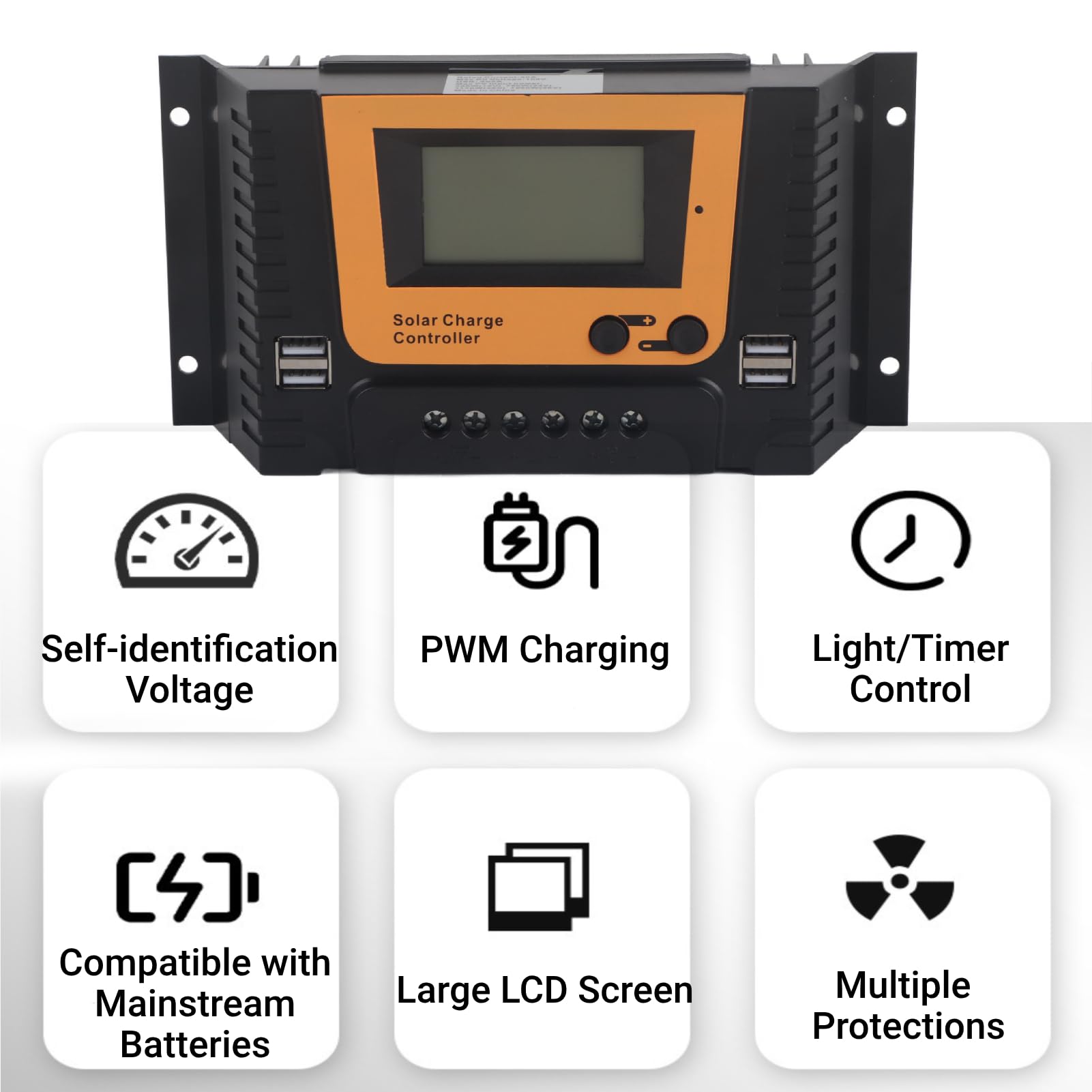 Solar Laderegler BSC3048 30A 12V/24V/36V/48V Wasserdicht Multifunktional Für Verschiedene Batterien Mit USB Intelligente Erkennung