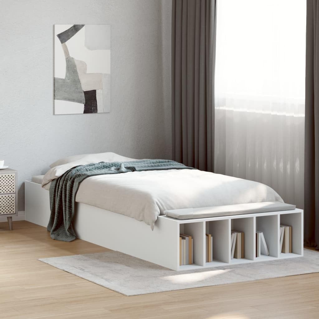 vidaXL Giroletto Bianco 100x200 cm in Legno Massello, Letto, Letto Singolo, Letto con Contenitore, Rete Letto, mobili Camera da Letto