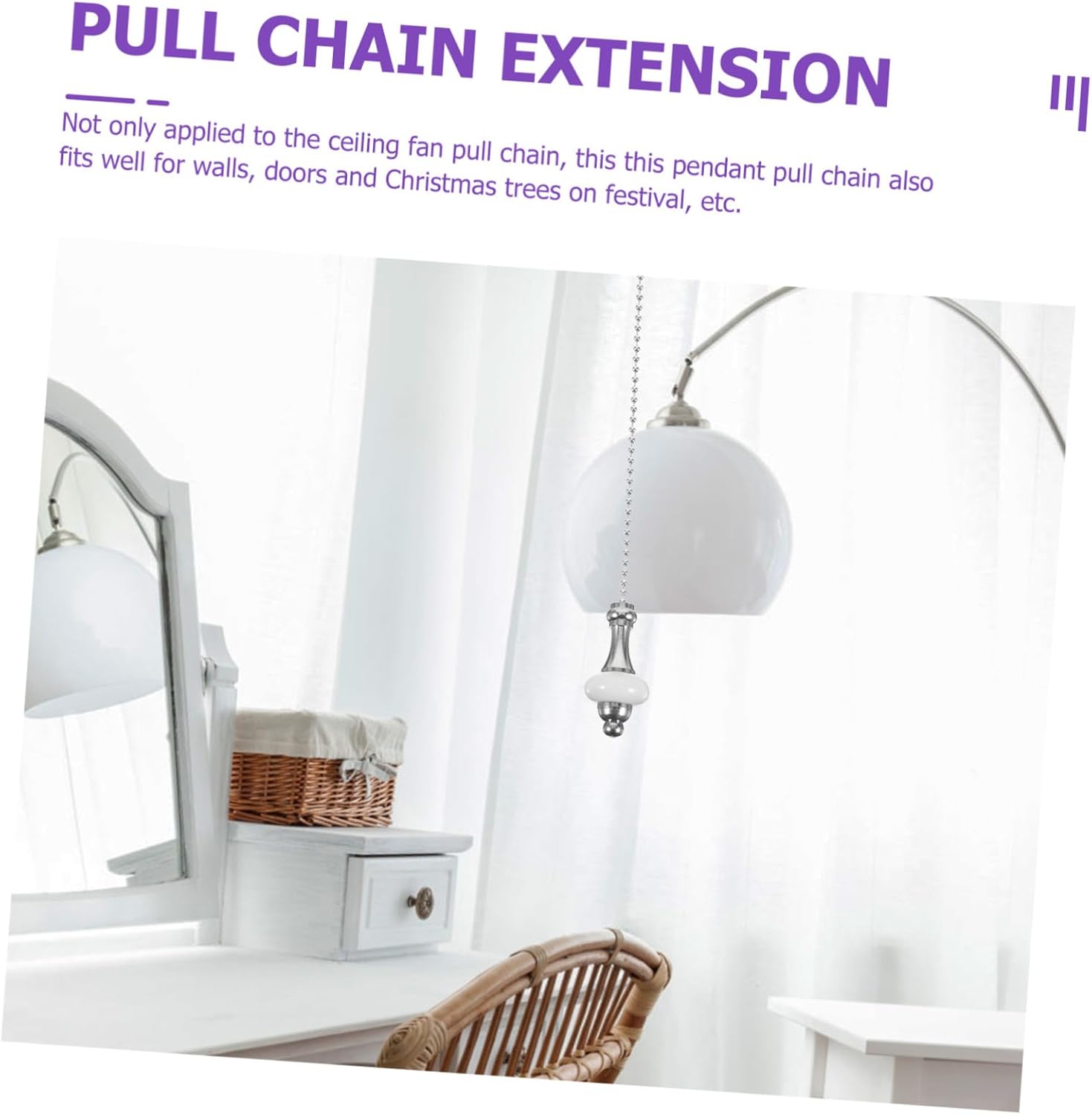 HOMSFOU Ceiling Fan Pull Chain Pendant Beaded Pull Chain Extender Fan Switch for Chandelier Home Decor Ornament