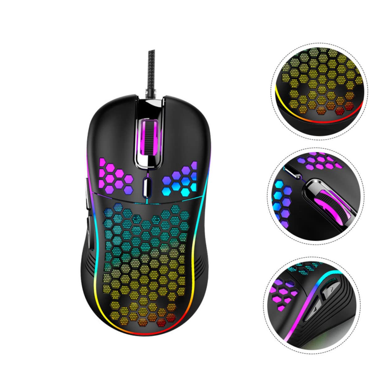 Ciieeo 3pezzi Mouse Gaming Usb Ergonomico Con Design Hollow-out Alta Durabilità e Look Elegante Compatibile Con Laptop e Computer Desktop Nero