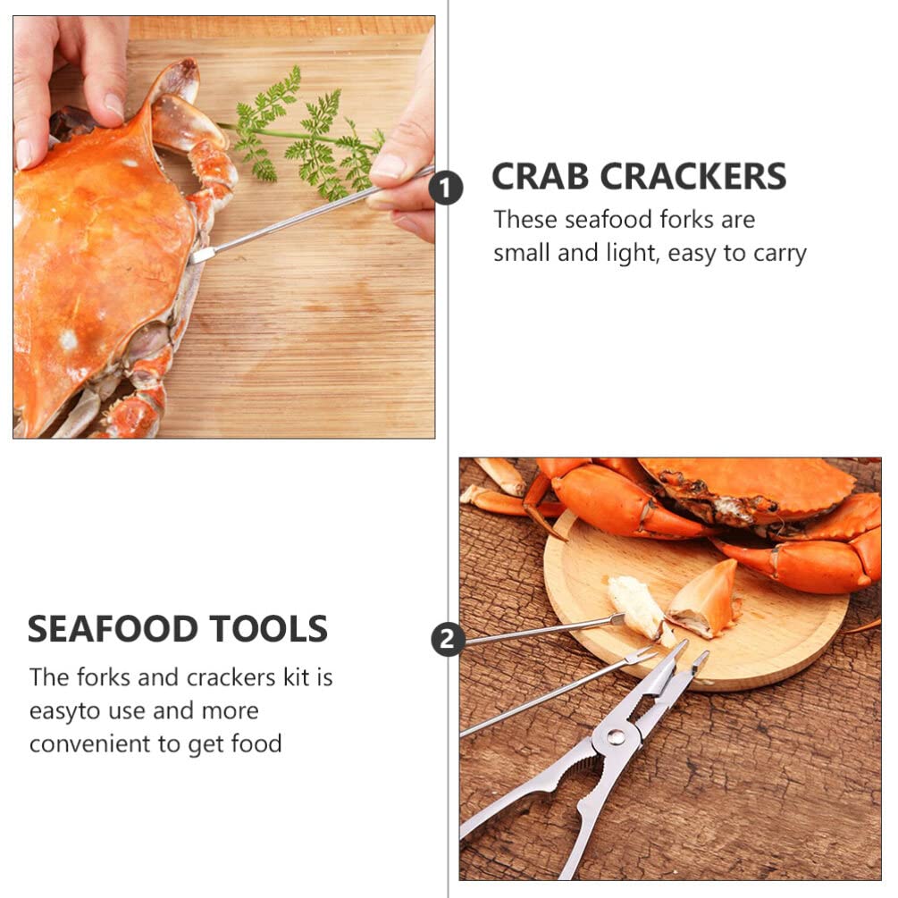 HEMOTON Kit Per Chele Di Granchio in Acciaio Inossidabile Set Di Pinze Per Crostacei E Forchette Ergonomiche Per Frutti Di Mare Adatto a Granchi Aragoste E Noci Facile Da Usare E Portatile