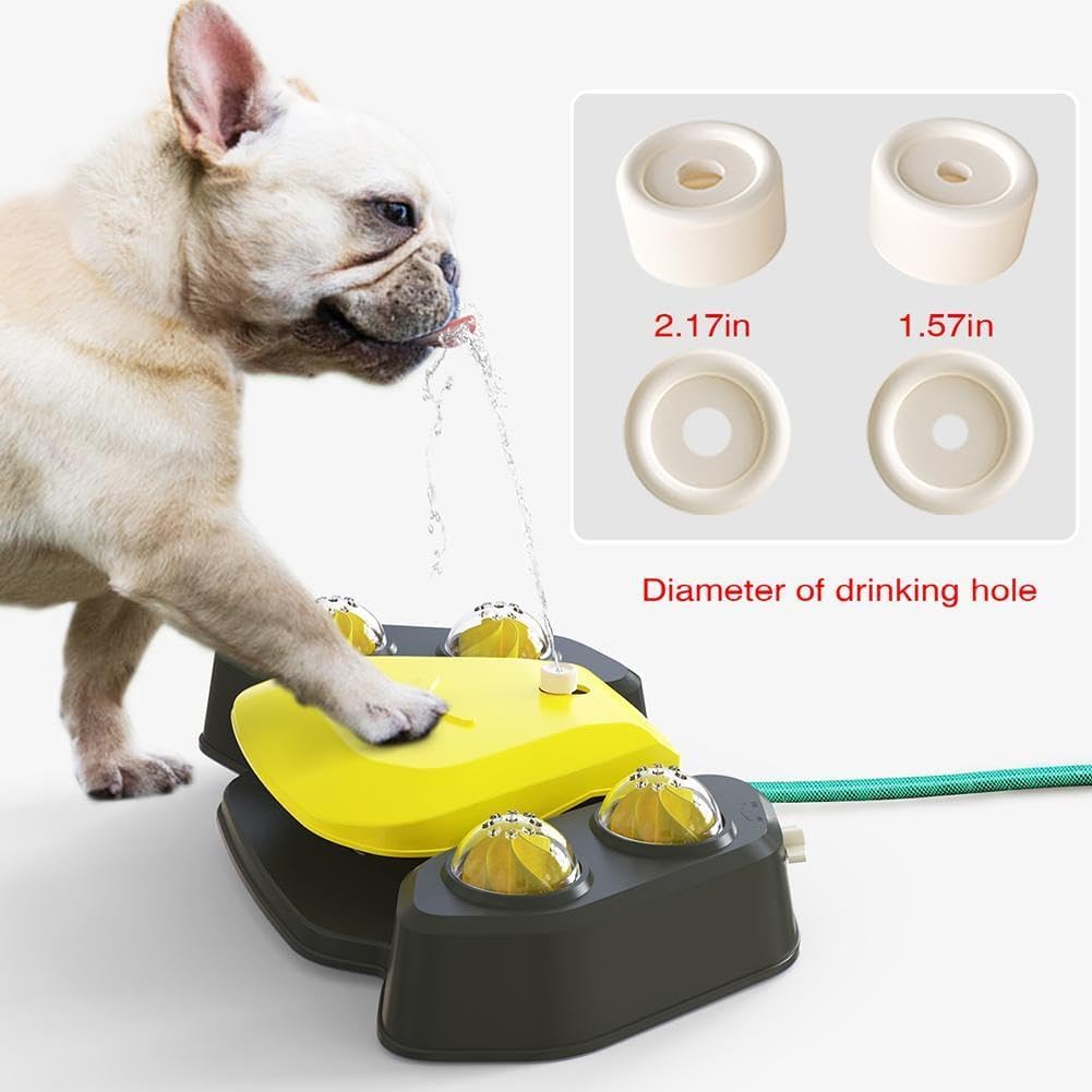 Dog Sprinklers Outdoor Toy, Water Pet Entertainment Toy, Large Dog Water Fountain, Interactive Dogs Fountain Water Bowl with Adjustable Spray for Play and Drinking in Outdoor Garden Yard (Blue, 17")