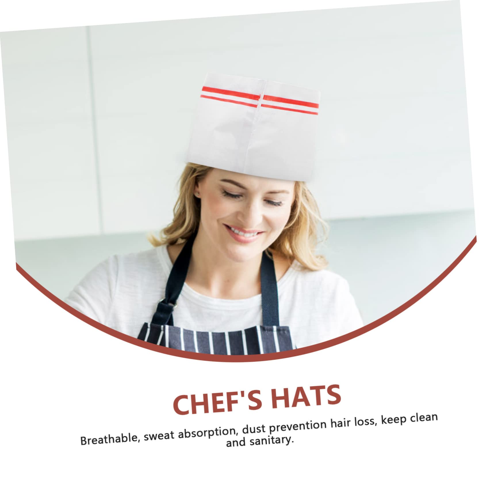 80piezas Sombreros De Papel para Chef Gorros De Cocina Desechables Borde para Restaurantes y Catering
