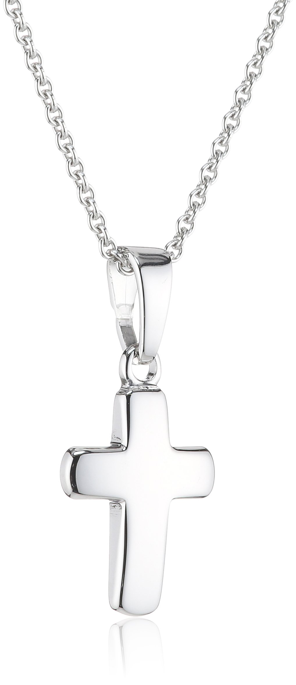 Kinder-Anhänger Kreuz glanz 12 mm inkl. Kette 36/38 cm aus 925er Sterlingsilber AMZ0215