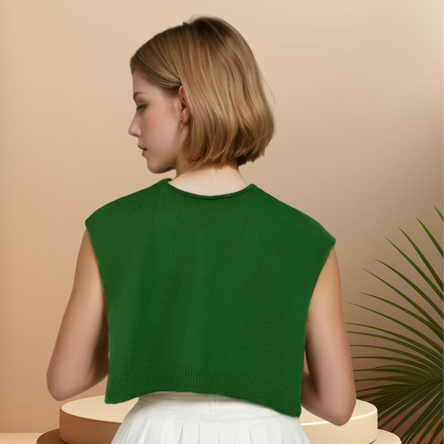 Women's Sweater Shawl Wraps Sleeves Knitted Collar Sweater Scarf Top Casual Lightweight Shoulder Cape Accessories - Image 3