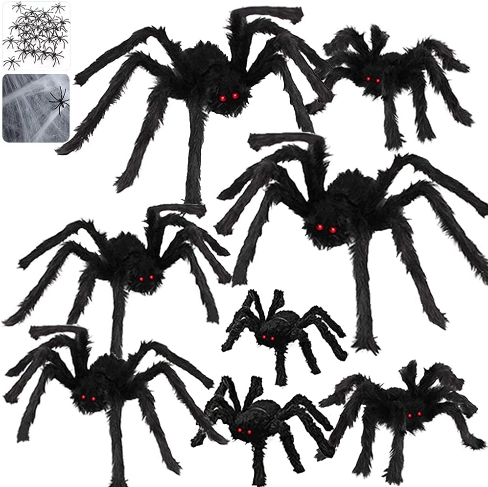 10 Pack Halloween Spider Decorations with 8 Giant Spider