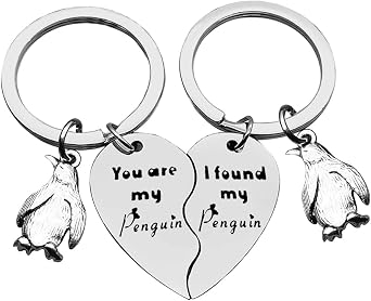 Dabihu Penguin Lover Keychain Gifts Wedding Gift for Couple Penguin Lovers Keychain Set Valentines Day Jewelry Christmas Birthday Gifts for Boyfriend Girlfriend Heart Keyring Set