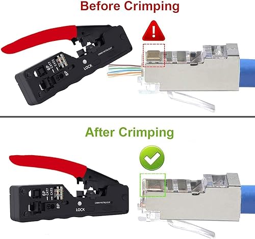 Miniatura 2 de LEATBUY Kit de crimpadora CAT5 CAT6 RJ45 Juego de herramientas de crimpado de paso, herramienta de red de crimpado Ethernet, cortador de cables LAN,