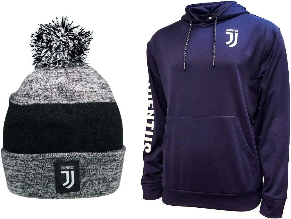 Icon Sports Compatible with Juventus Soccer Hoodie and Beanie Combo 01-4